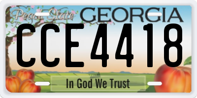 GA license plate CCE4418