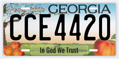 GA license plate CCE4420