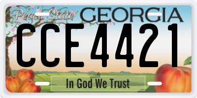 GA license plate CCE4421