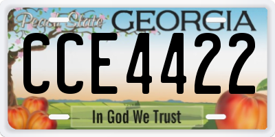 GA license plate CCE4422