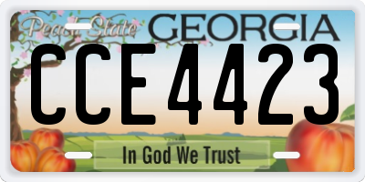 GA license plate CCE4423