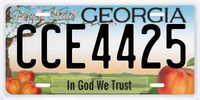 GA license plate CCE4425
