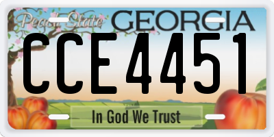 GA license plate CCE4451