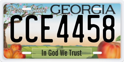 GA license plate CCE4458