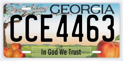 GA license plate CCE4463