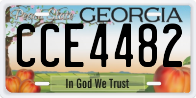 GA license plate CCE4482