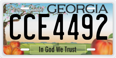 GA license plate CCE4492