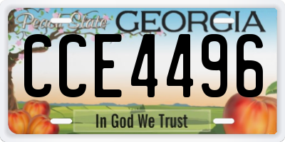 GA license plate CCE4496