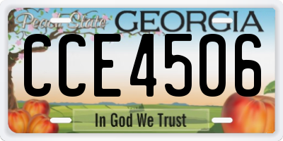 GA license plate CCE4506