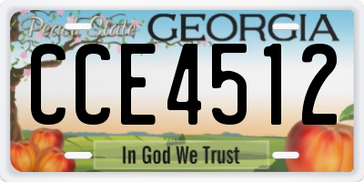 GA license plate CCE4512
