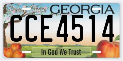 GA license plate CCE4514