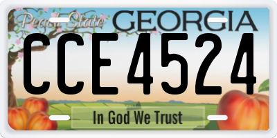 GA license plate CCE4524