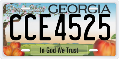 GA license plate CCE4525