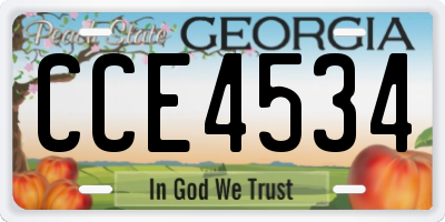 GA license plate CCE4534