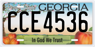 GA license plate CCE4536