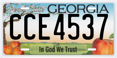 GA license plate CCE4537