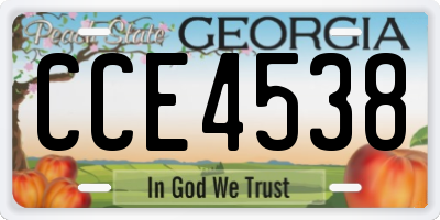 GA license plate CCE4538