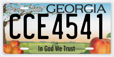 GA license plate CCE4541