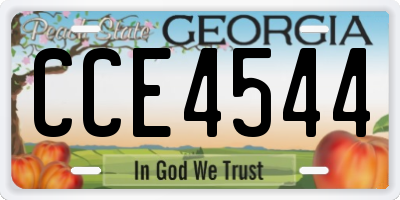 GA license plate CCE4544