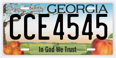 GA license plate CCE4545