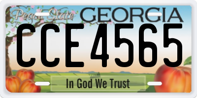 GA license plate CCE4565