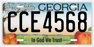 GA license plate CCE4568