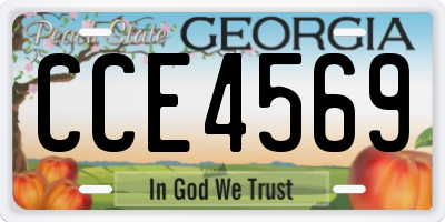 GA license plate CCE4569