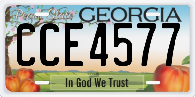 GA license plate CCE4577