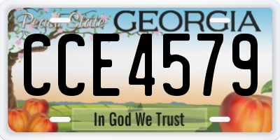 GA license plate CCE4579