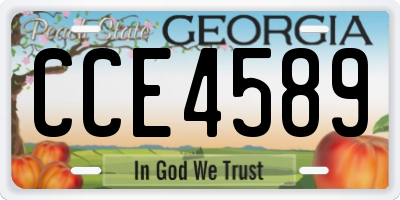 GA license plate CCE4589
