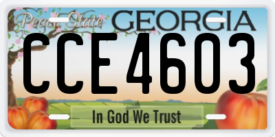 GA license plate CCE4603