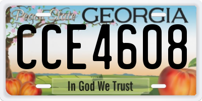 GA license plate CCE4608