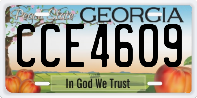 GA license plate CCE4609