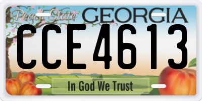 GA license plate CCE4613