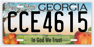 GA license plate CCE4615