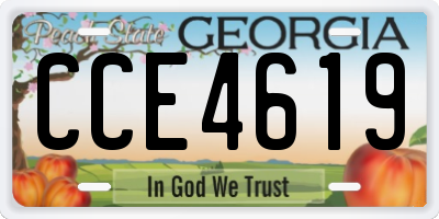 GA license plate CCE4619