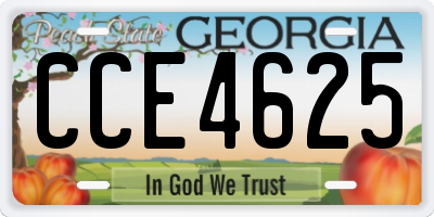 GA license plate CCE4625
