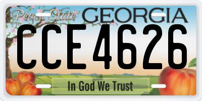 GA license plate CCE4626
