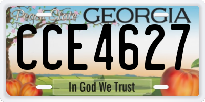 GA license plate CCE4627
