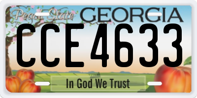 GA license plate CCE4633