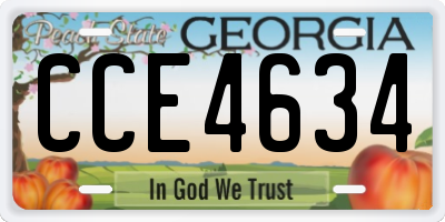 GA license plate CCE4634