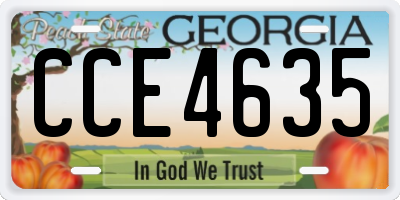 GA license plate CCE4635