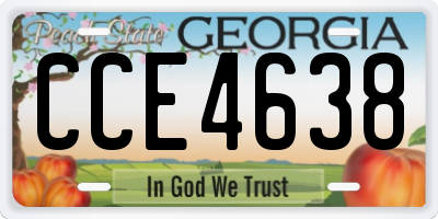 GA license plate CCE4638
