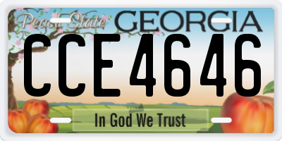 GA license plate CCE4646