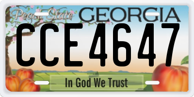 GA license plate CCE4647
