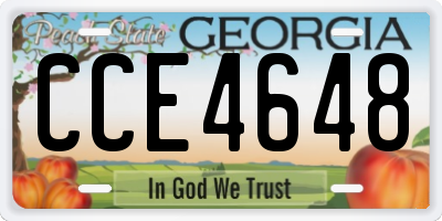 GA license plate CCE4648