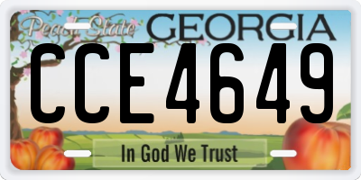 GA license plate CCE4649