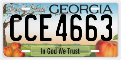GA license plate CCE4663
