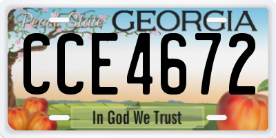 GA license plate CCE4672