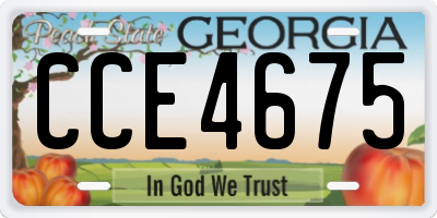 GA license plate CCE4675